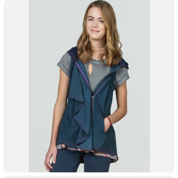 Matilda Jane Tween 435 Camp MJC My Compass Hoodie Zip Vest Blue Ruffle Size 10 - Picture 1 of 8